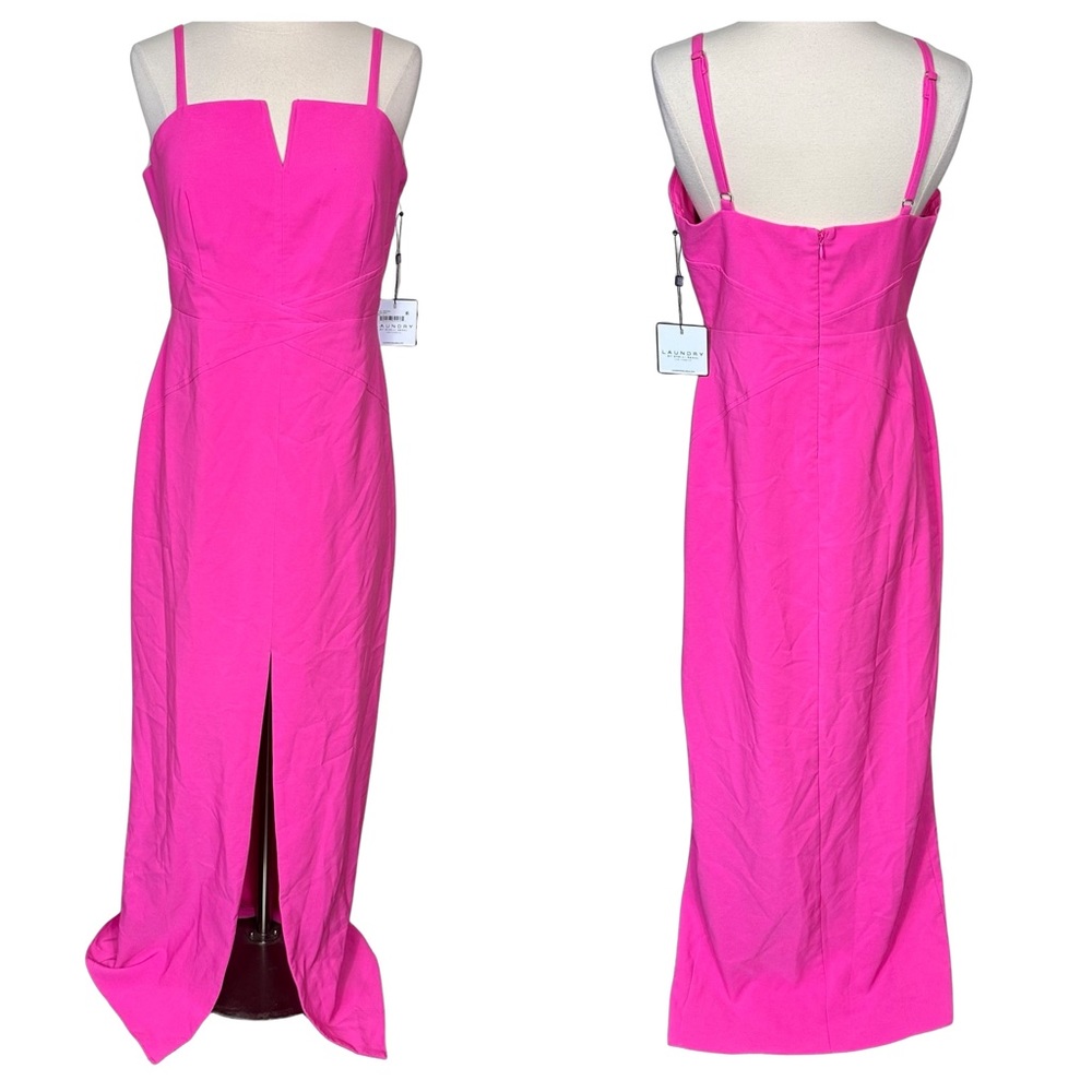 Laundry By Shelli Segal Hot Pink Split Front Sheath Formal Cocktail Gown NWT 8